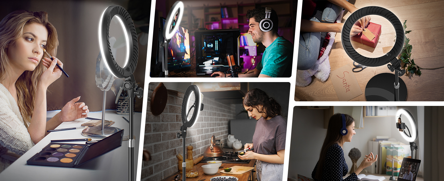 ring light stand selfie tripod photography lighting phone video recording laptop portable overhead