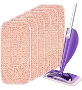 6 Pack Power Scrubbing Reusable Mop Pads Compatilbe for Swiffer Wet Jet Mops, Washable Microfiber...