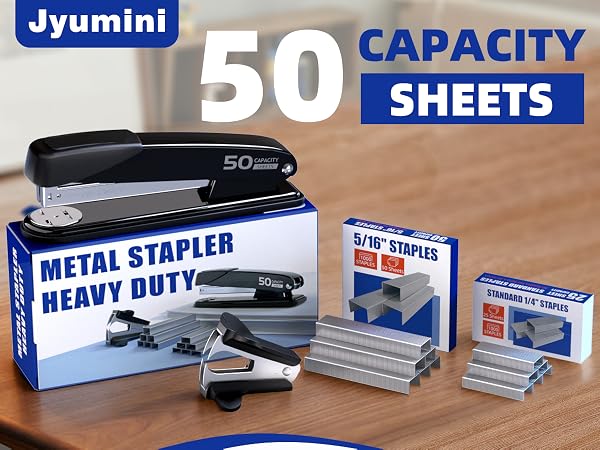 Metal Stapler Heavy Duty with 2000 Pieces 1/4&amp;#34;, 5/16&amp;#34; Staples and Staple Remover
