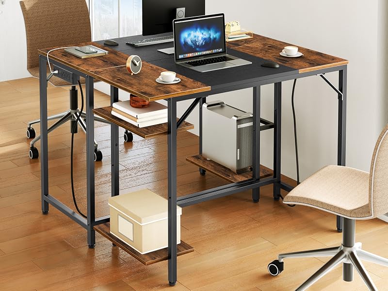 Computer Desk, Home Office Desk with Power Outlet