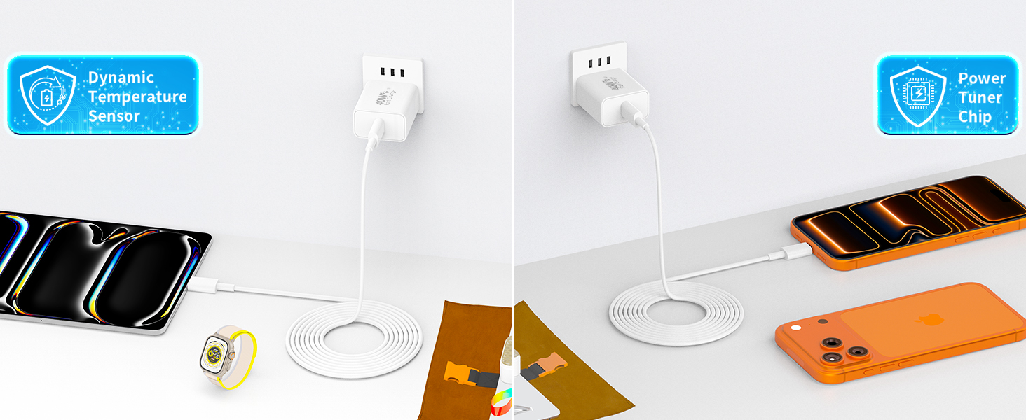 MFi Certified 2Pack 40W Dynamic Power Adapter USB C Charger Block Type C Wall Charger for iPhone 17