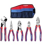 WORKPRO Pliers Set, Premium Cr-V Construction, Includes 6 Inch Slip Joint, Long Nose, Diagonal Cu...