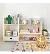 FRAWENLECO White Heart Drawer Bookshelf, Desktop Organizer with Shelves and Heart-Shaped Drawer f...