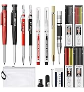17 Pack Mechanical Carpenter Pencil Set with Sharpener 40 Refills, Automatic Center Punch, Carbid...