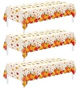 3 Pack Thanksgiving Disposable Tablecloths,54 x 108 Inch Thanksgiving Decorations,Give Thanks Tab...