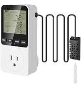 Temperature and Humidity Controller Plug in Thermostat Outlet with Humidity Control 120V Heating ...