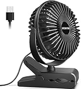HONYIN 720° Rotation Small Desk &amp; Clip on Fan with Sturdy Clamp, 3 Speeds, Quiet Little Personal ...