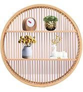 TOEEBR Floating Wall Shelf Decor, 2 Tier Bamboo Wall Mounted Display Storage Hanging Shelves Home...