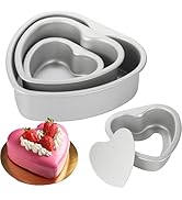 Youeon 3 Pack 4/6/8 Inch Heart Shaped Cake Pans with Removable Bottom, Nonstick Aluminum Cheeseca...