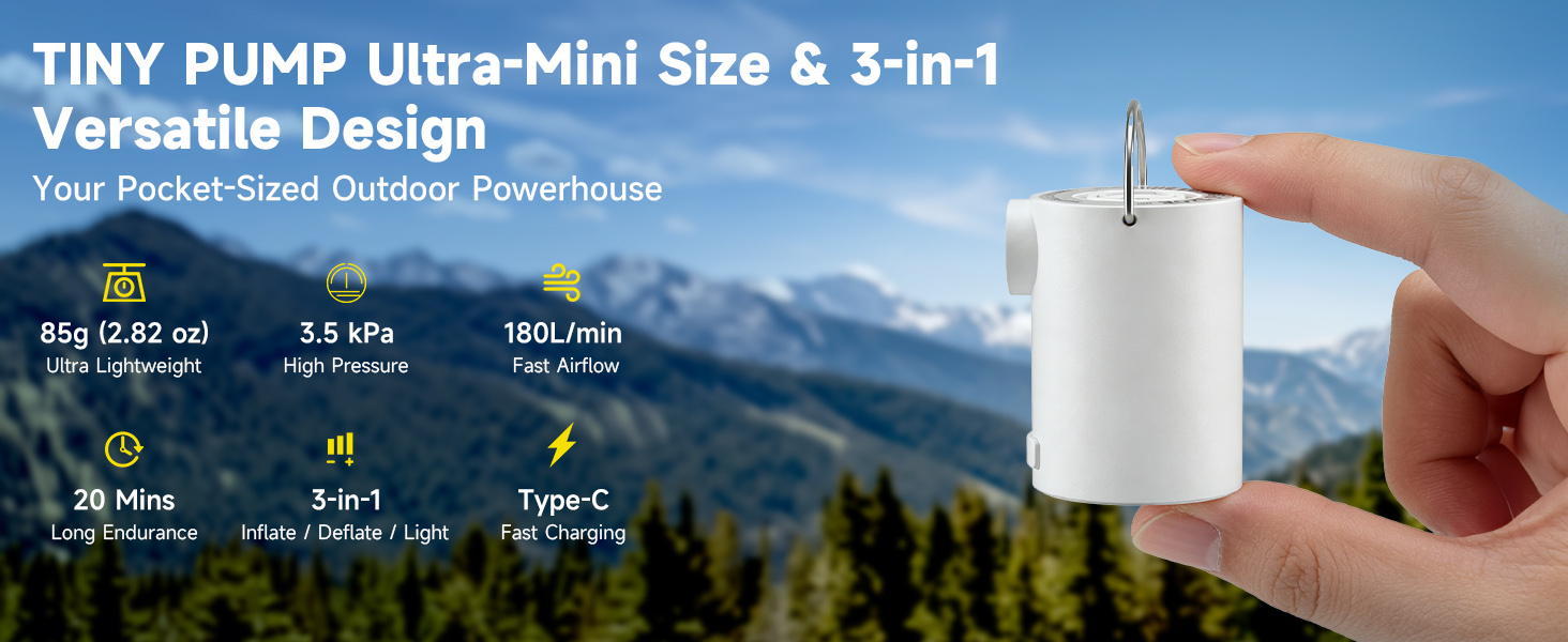 Ultra-compact EIRAFOES mini air pump for outdoor camping adventures