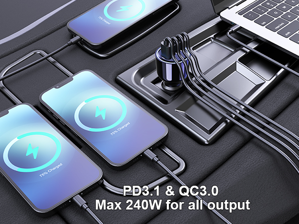 240W usb c pd car charger