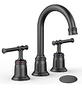 Classical Bathroom Faucets for Sink 3 Holes, 8 inch Bathroom Faucet, Widespread Matte Black Bathr...