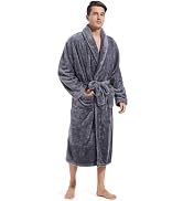 Inner Wish Mens Plush Fleece Robe, Highly Absorbent Cozy Warm Bathrobe Fuzzy Male Spa Long Robe W...