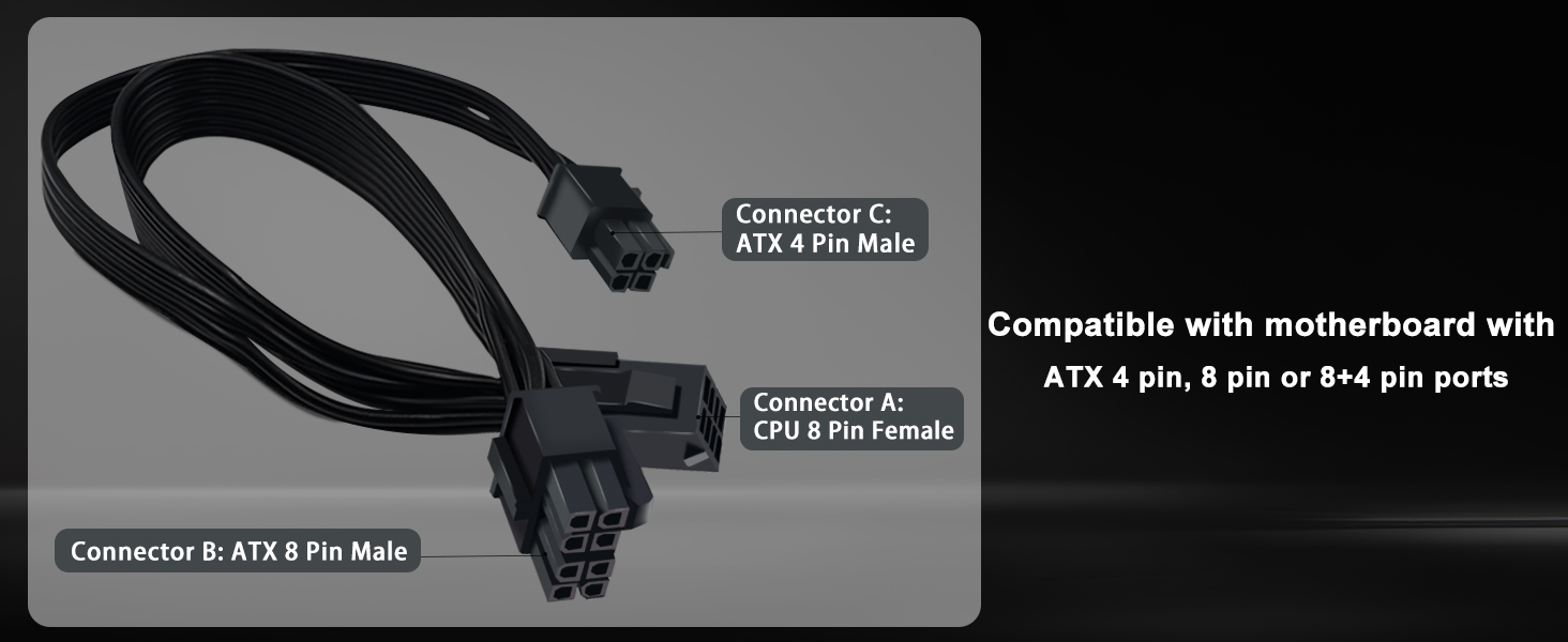CPU 8 pin to 8+4 pin Power Adapter