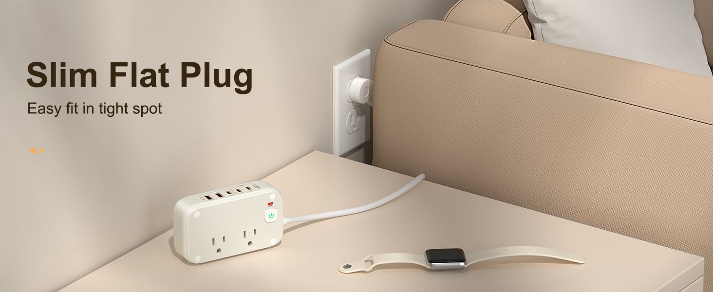 Slim flat plug easy fit in tight spot