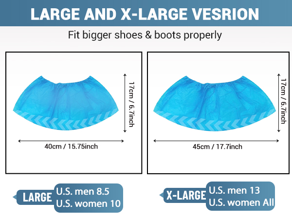 blue shoe covers size guide