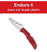 Spyderco Endura 4 Lightweight Signature Trainer Knife with 3.55" AUS-6 Steel Blade and Red FRN Ha...