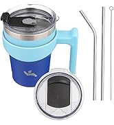 Konokyo 10 oz Tumbler with Handle and 2 Straw 2 Lid, Insulated Water Bottle Stainless Steel Vacuu...