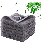 JEFFSUN Bamboo Wash Cloths, Super Soft Makeup Remover Facial Cleansing 6 Pack Gentle &amp; Skin Frien...