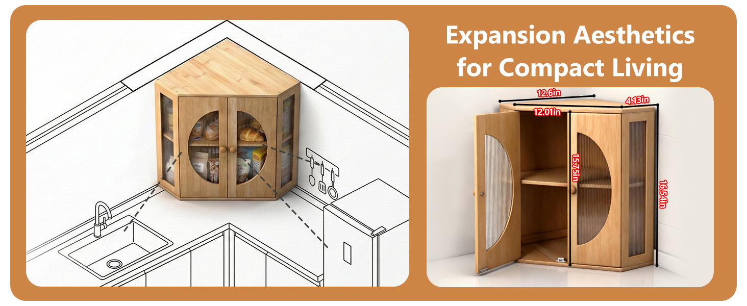 TIRYIUOU Corner Bread Box for Kitchen Countertop Bamboo Storage Container for Homemade Bread