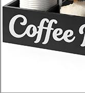 Samhe Coffee Station Organizer, 6 Compartment Wood Countertop Coffee Accessories Organizer with R...