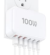 Fast Charger Block, GaN 6 Port USB C Charging Station Hub Cube, 100W Multiport Type C Wall Charge...