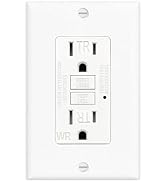 (15 AMP - 1 Pack) GFCI Outlet WR White – Tamper Resistant, Weather Resistant GFI Receptacle with ...
