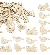 25pcs Wooden Bird Pattern DIY Craft Embellishments – Unfinished Wood Slices for Scrapbooking, Han...
