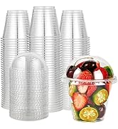 [200 PACK] 9oz Clear Plastic Cups With Dome Lids, Crystal PET Dessert Cups, Cold Party Cups for C...