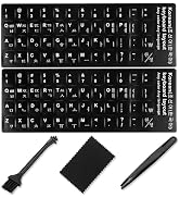 Korean Keyboard Stickers[5 in 1],Korean-English Keyboard Letter Replacement Sticker White Letter/...