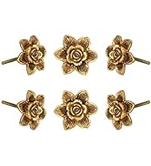 SPN-FOR1 Set of 6 Metal Knobs for Cabinet &amp; Drawers Decorative Flower Knobs for Home Kitchen ...