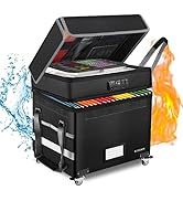 ELOBOON File Box with Lock, Fireproof Document Box with Wheels, Collapsible File Organizer Box, F...