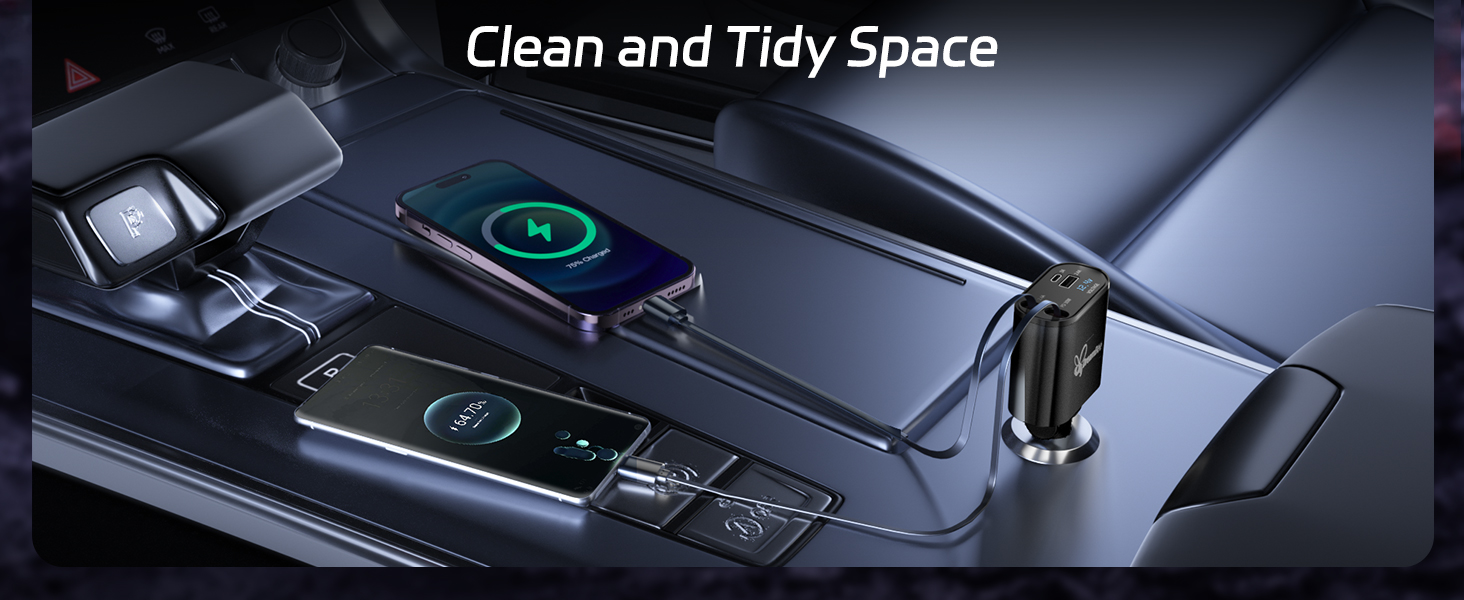 Car Charger,Retractable Car Charger,USB C Car Charger,Car Phone Charger