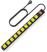 10 Outlet Metal Power Strip with 2100J Surge Protector, Heavy Duty 6FT Extension Cord, Wide Space...