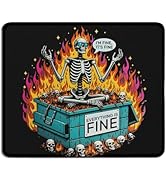 TopXmai Funny Gothic Skeleton Dumpster Fire Mouse Pad,Sarcastic Everything is Fine Mousepad for H...
