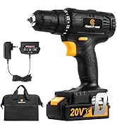 C P CHANTPOWER Cordless Drill Set, 20V Max Lithium-Ion Battery Powered Drill Driver Kit with 2 Va...