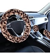 Accmor Fuzzy Car Steering Wheel Cover, Universal Fit Fur Auto Wheel Cover &amp; Handbrake Cover &amp; Gea...