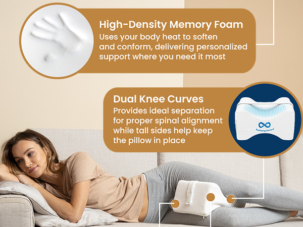 Memory Foam Knee Pillow Side Sciatica Pain Relief Pillow Support Leg Alignment Back Hip