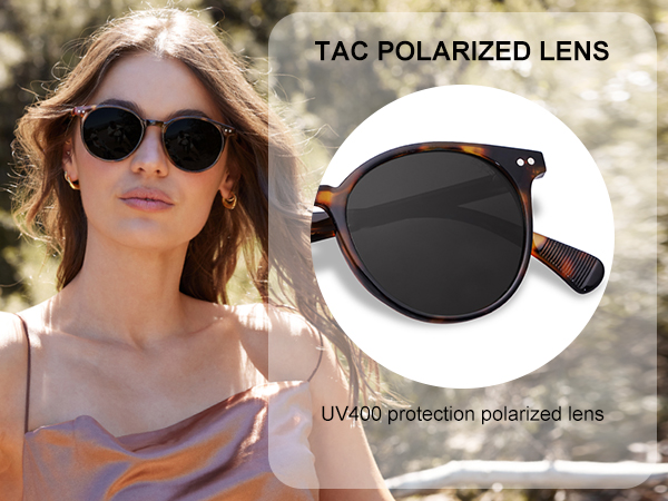 SOJOS Small Round Classic Polarized Sunglasses for Women Men Vintage Style UV400 Lens SJ2113