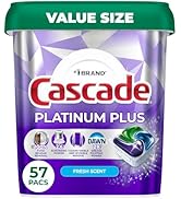 Cascade Platinum Plus Dishwasher Pods, Dishwasher Detergent, Dish Detergent Soap, Fresh, 57 Count