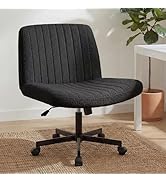Orange Factory Criss Cross Chair Wheels Vanity Chair Office Desk Comfy Wide Cross Legged Armless ...