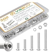VGBUY 500pcs M4 Screws Assortment, M4 Screws (7 Sizes 6-30mm) for 3D Printer DIY, Hex Button Head...