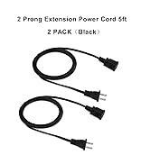 2-Pack Extension Cord with 2 Prong 5ft,US Male/Female Power Cable for NEMA 5-15P to NEMA 5-15R(5F...