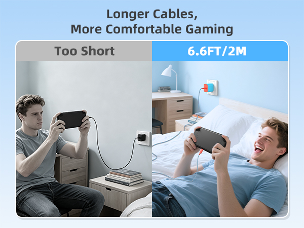 switch 2 charger with 6.6ft/2m long charging cable