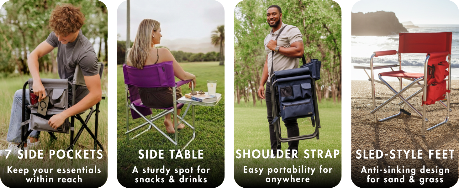 Sports chairs for adults camp chair with storage pockets outside chairs bag chair fishing chair.