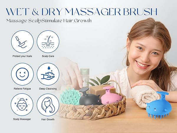 Scalp Massager Hair Growth Shampoo Brush, Scalp Scrubber Shower Scalp Brush Head Scalp Exfoliatorr