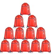 KUUQA 12Pcs Drawstring Backpack Bags Bulk with Zipper Pocket and Headphone Hole