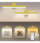 MIOBLUE 2Pack Rechargeable Picture Light with Remote, Wireless Battery Wall Light for Paintings, ...