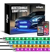 Nilight 4Pcs 24inch LED Grille Lights 144 LEDs RGB Multi Color Exterior Lighting Kit DIY Sound Ac...