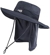 BASSDASH UPF 50+ Sun Fishing Hat Water Resistant with Detachable Neck Flap
